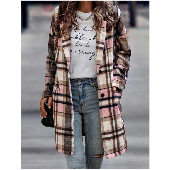 Cozy Plaid Button up Pocket Oversized Jacket Shacket